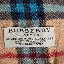 Burberry Beige & Blue Nova Check Wool & Cashmere Stole