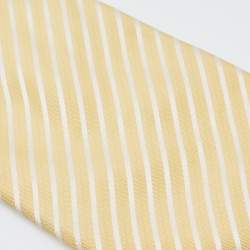 Pre Owned Burberry Yellow Striped Silk Traditional Tie
