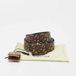 Burberry Brown TB Monogram Coated Canvas Buckle Belt 90CM