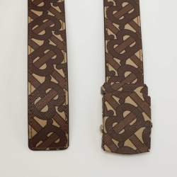 Burberry Brown TB Monogram Coated Canvas Buckle Belt 90CM