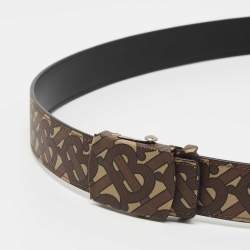 Burberry Brown TB Monogram Coated Canvas Buckle Belt 90CM