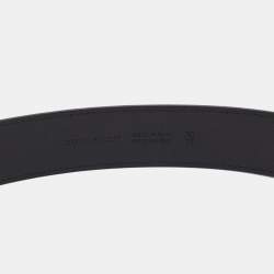 Burberry Black Charcoal Check Coated Canvas Logo Plague Belt 75CM