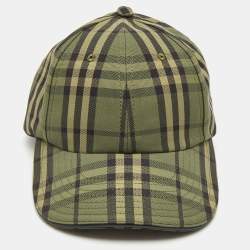 Pre Owned Burberry Green Check Canvas Baseball Cap S