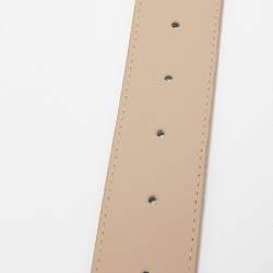 مملوكة مسبقًا Burberry Beige Haymarket Check Coated Canvas Logo Plaque Belt 100CM