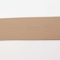 مملوكة مسبقًا Burberry Beige Haymarket Check Coated Canvas Logo Plaque Belt 100CM