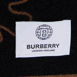 Pre Owned Burberry Brown Oak Leaf Wool Football Scarf