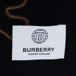 Pre Owned Burberry Brown Oak Leaf Wool Football Scarf