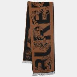 Pre Owned Burberry Brown Oak Leaf Wool Football Scarf