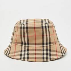 Burberry Beige Vintage Check Cotton Bucket Hat S