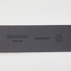 Pre Owned Burberry Black Leather Louis Buckle Belt 95CM