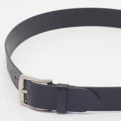 Pre Owned Burberry Black Leather Louis Buckle Belt 95CM
