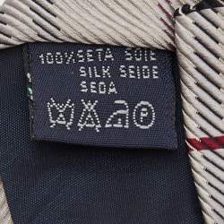 مملوكة مسبقًا Burberry Grey Checkered Silk Jacquard Tie