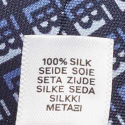 Pre Owned Burberry Blue Monogram Print Silk Tie