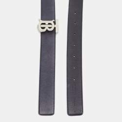 Burberry Navy Blue/Brown Leather TB Reversible Belt M