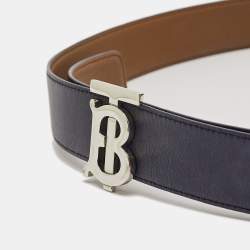 Burberry Navy Blue/Brown Leather TB Reversible Belt M
