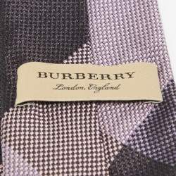 Pre Owned Burberry Pink/Purple Giant Checked Silk Tie
