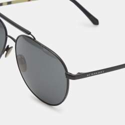 Pre Owned Burberry Black B 3097 Aviator Sunglasses