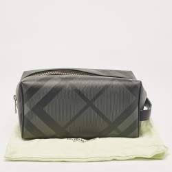 Pre Owned Burberry Smoke Nova Check PVC Travel Pouch