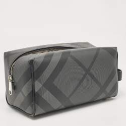 Pre Owned Burberry Smoke Nova Check PVC Travel Pouch
