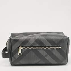 Pre Owned Burberry Smoke Nova Check PVC Travel Pouch
