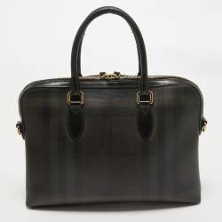 Burberry Smoked Check Coated Canvas and Leather The Barrow Briefcase Bag