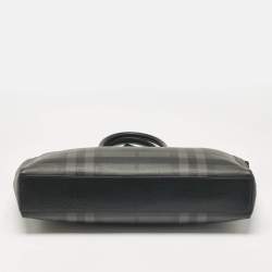Burberry Black/Smoke Check Coated Canvas Laptop Bag