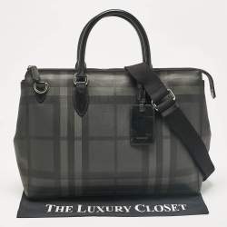 Burberry Black/Smoke Check Coated Canvas Laptop Bag