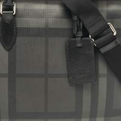 Burberry Black/Smoke Check Coated Canvas Laptop Bag
