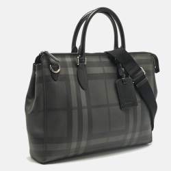 Burberry Black/Smoke Check Coated Canvas Laptop Bag