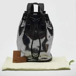 Burberry Black/Silver Mirror Effect Suede and Leather Backpack