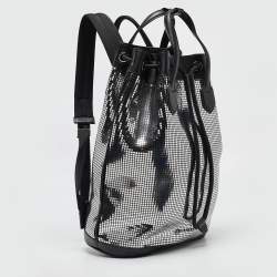 Burberry Black/Silver Mirror Effect Suede and Leather Backpack