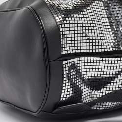 Burberry Black/Silver Mirror Effect Suede and Leather Backpack