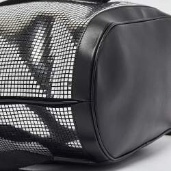 Burberry Black/Silver Mirror Effect Suede and Leather Backpack
