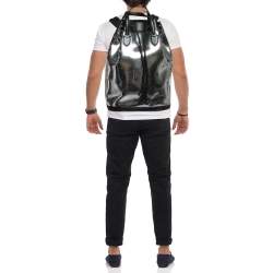 Burberry Black/Silver Mirror Effect Suede and Leather Backpack