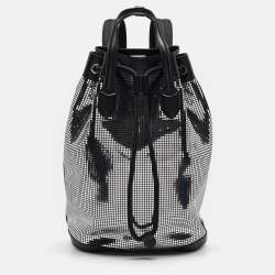 Burberry Black/Silver Mirror Effect Suede and Leather Backpack