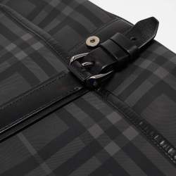 Burberry Black House Check PVC and Leather Messenger Bag