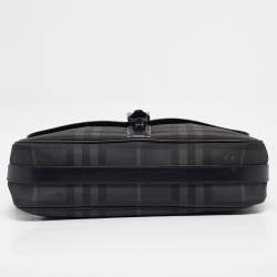 Burberry Black House Check PVC and Leather Messenger Bag