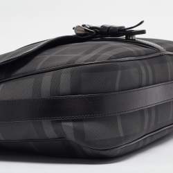 Burberry Black House Check PVC and Leather Messenger Bag