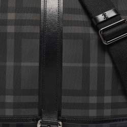 Burberry Black House Check PVC and Leather Messenger Bag