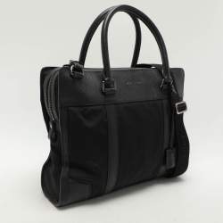 Burberry Black Leather and Nylon Laptop Bag