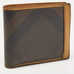 Burberry Brown/Yellow Smoke Check Coated Canvas and Leather Bifold Wallet