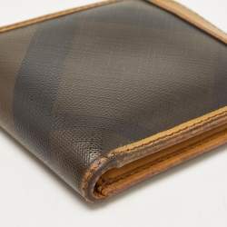Burberry Brown/Yellow Smoke Check Coated Canvas and Leather Bifold Wallet