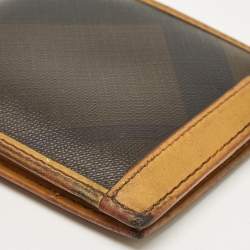 Burberry Brown/Yellow Smoke Check Coated Canvas and Leather Bifold Wallet
