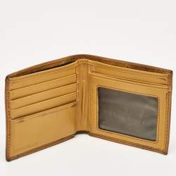Burberry Brown/Yellow Smoke Check Coated Canvas and Leather Bifold Wallet