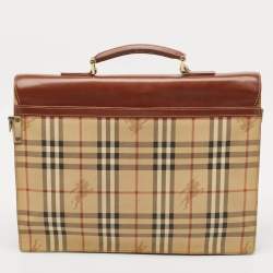 Burberry Brown/Beige Haymarket Coated Canvas and Leather Briefcase