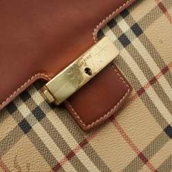 Burberry Brown/Beige Haymarket Coated Canvas and Leather Briefcase