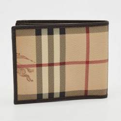 Burberry Beige/Brown Haymarket Check Coated Canvas and Leather Bifold Wallet