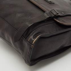 Pre Owned Burberry Choco Brown Leather Messenger Bag