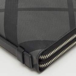 Burberry Black/Grey House Check PVC and Leather Reeves Double Zip Wallet