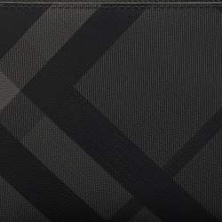 Burberry Black/Grey House Check PVC and Leather Reeves Double Zip Wallet